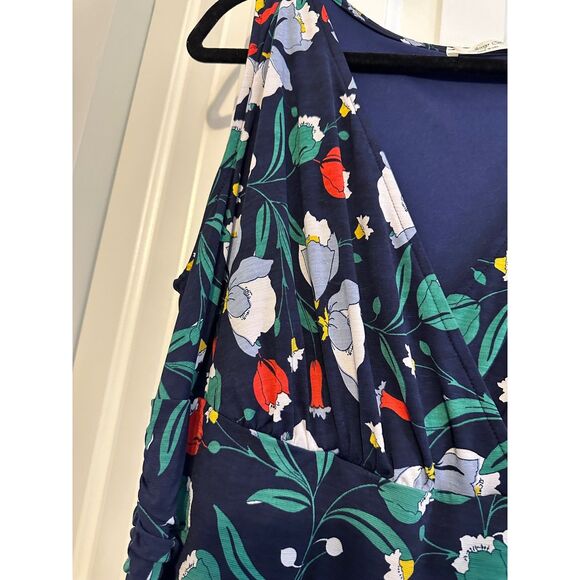 Jessy B Floral Print Dress Sleeveless V Neck Fit & Flare Navy Blue 2X Plus Size - Picture 5 of 7